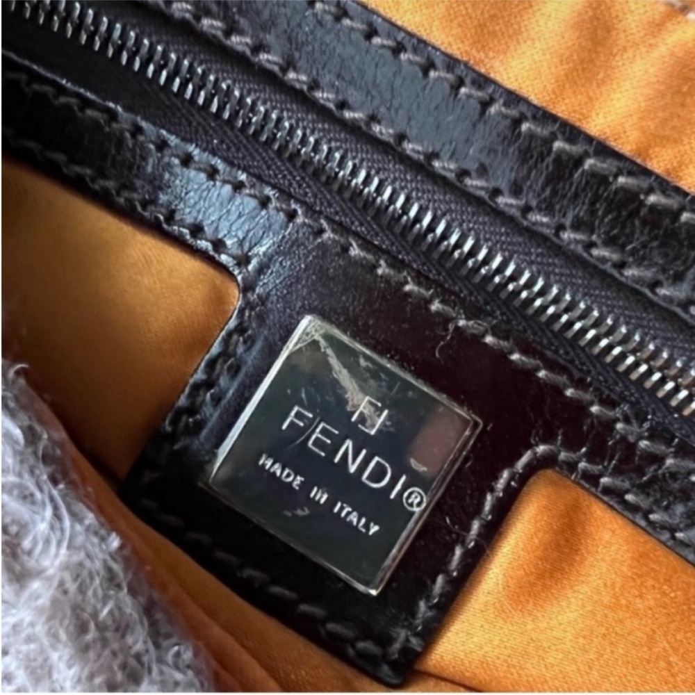 VINTAGE Fendi Baguette Knit Floral Crochet Brown Orange Green - Picture 11 of 13